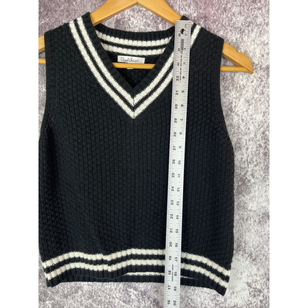 Cloud Chaser Sweater Vest Women's Small Black White Grandpacore Preppy Knit - Picture 6 of 8